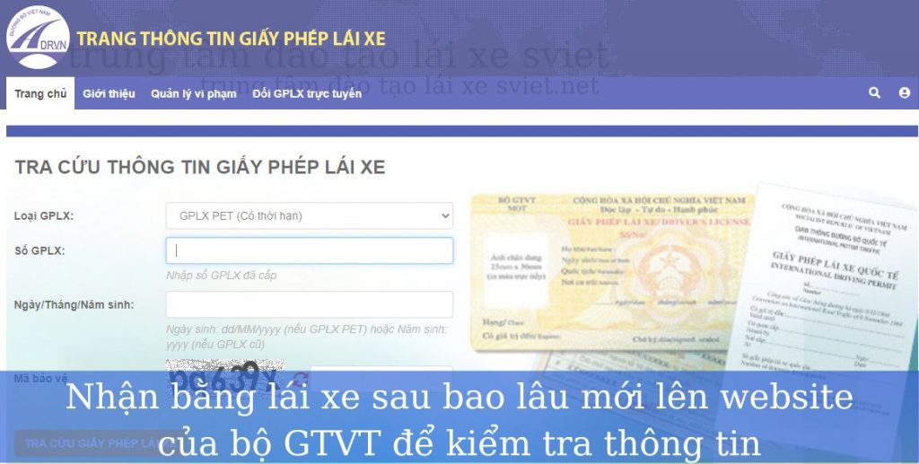 Nhận bằng lái xe sau bao lâu mới lên website của bộ GTVT